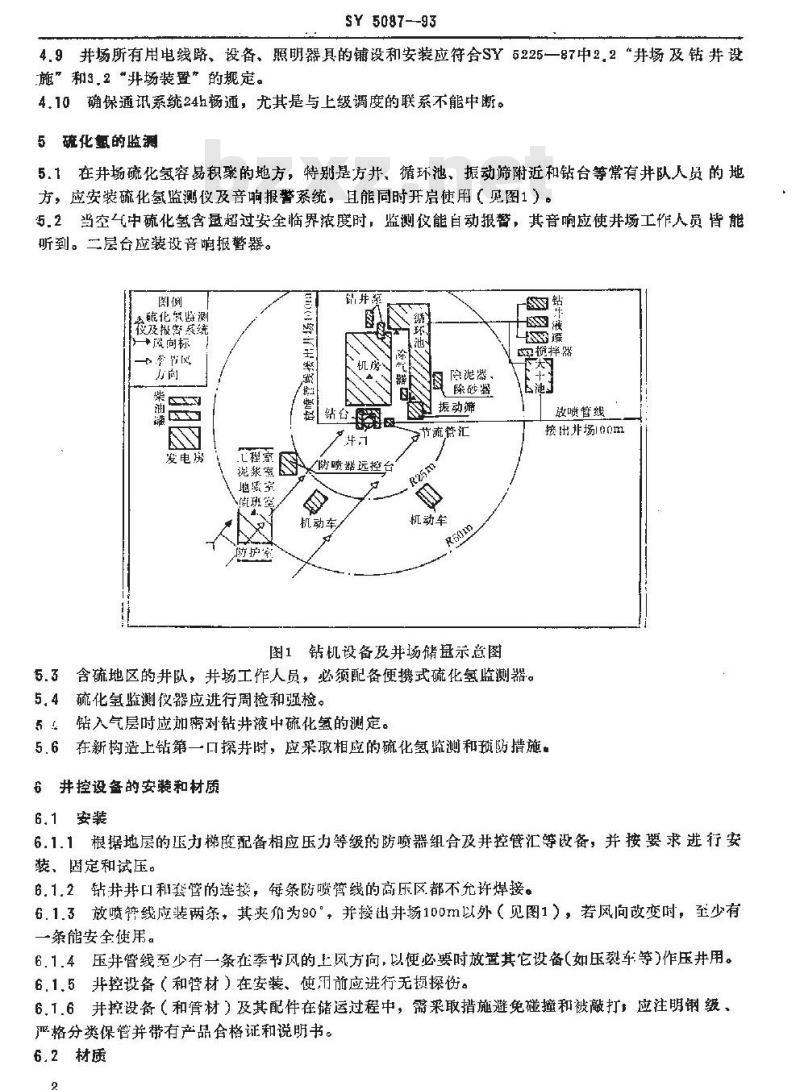 SY 5087-1993 含硫油气田安全钻井法