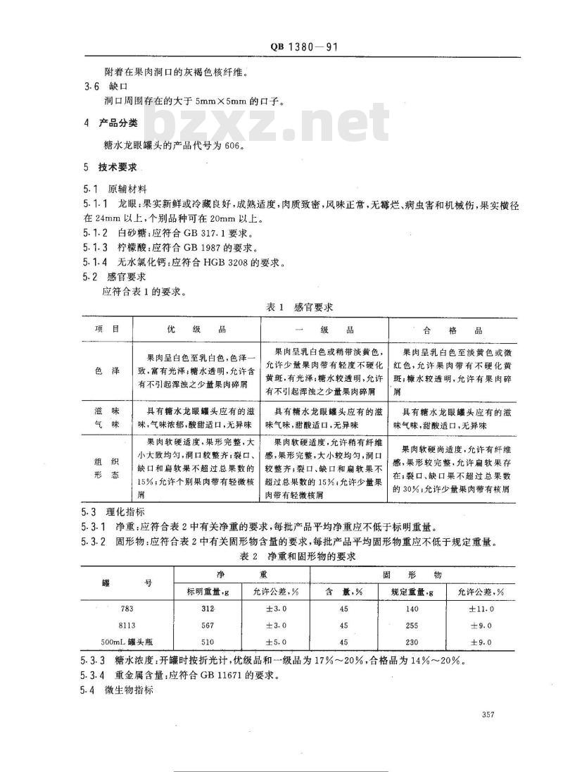 QB 1380-1991 糖水龙眼罐头