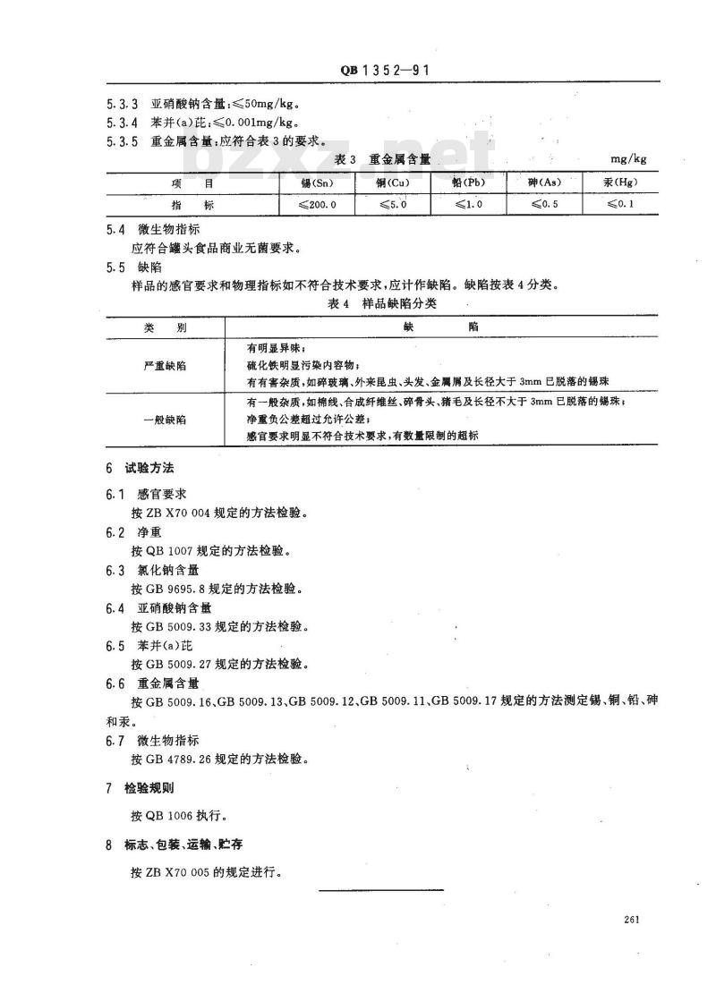 QB 1352-1991 片装火腿罐头