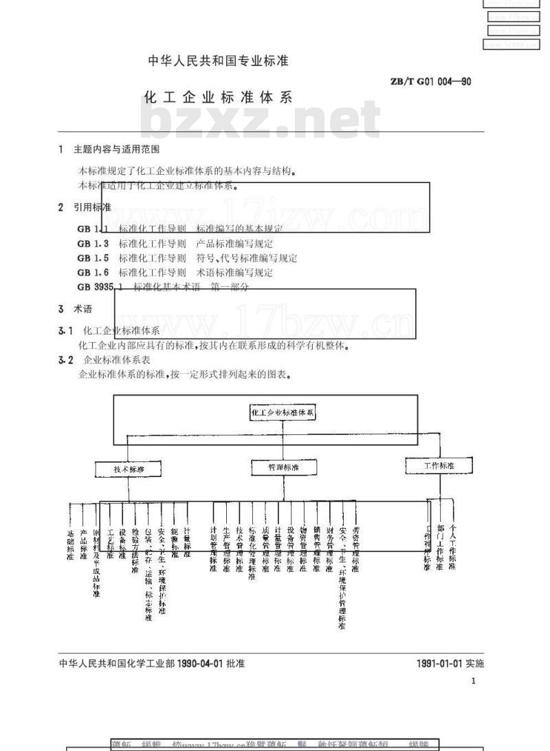 HG/T 3244-1990 化工企业标准体系