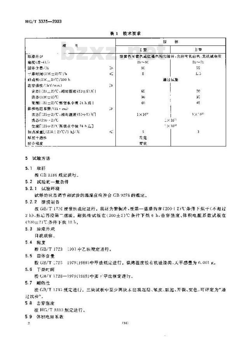 HG/T 3375-2003 有机硅烘干绝缘漆