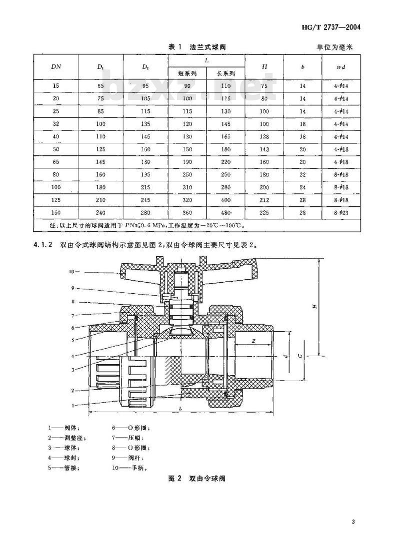 HG/T 2737-2004 玻璃纤维增强聚丙烯球阀