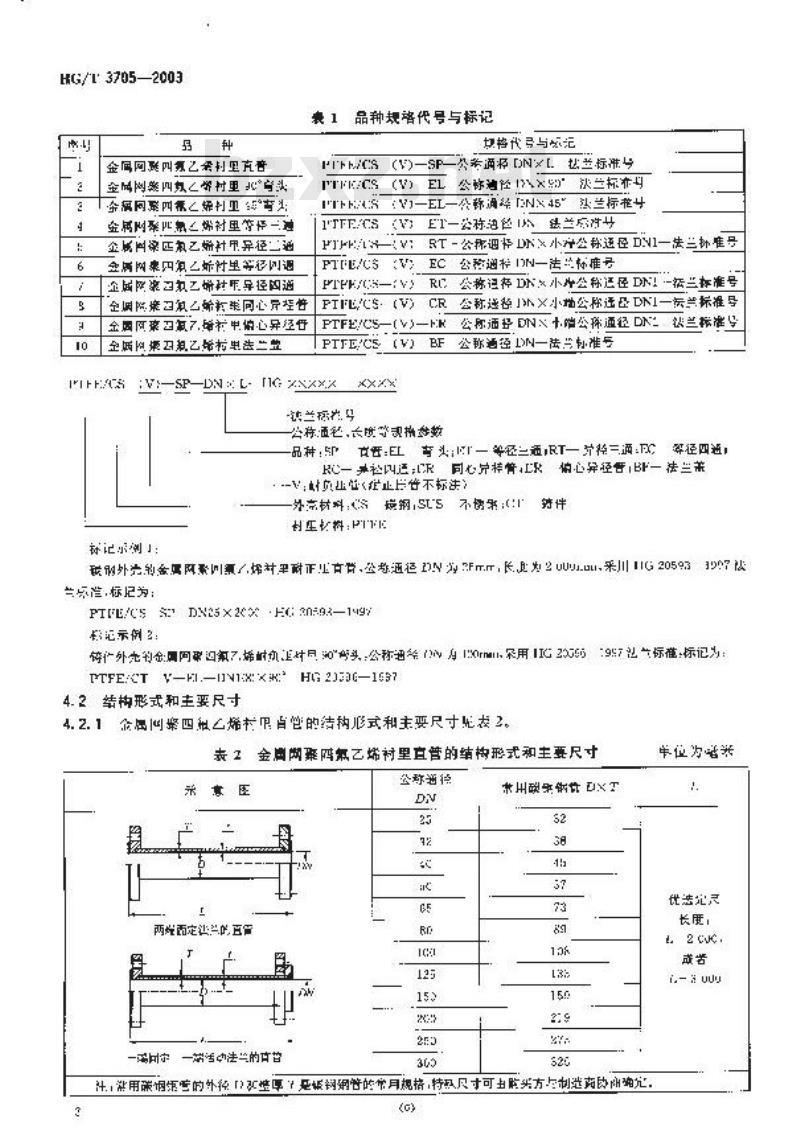 HG/T 3705-2003 金属网聚四氟乙烯复合管与管件