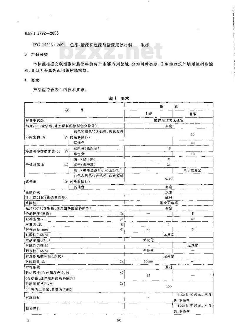 HG/T 3792-2005 交联型氟树脂涂料