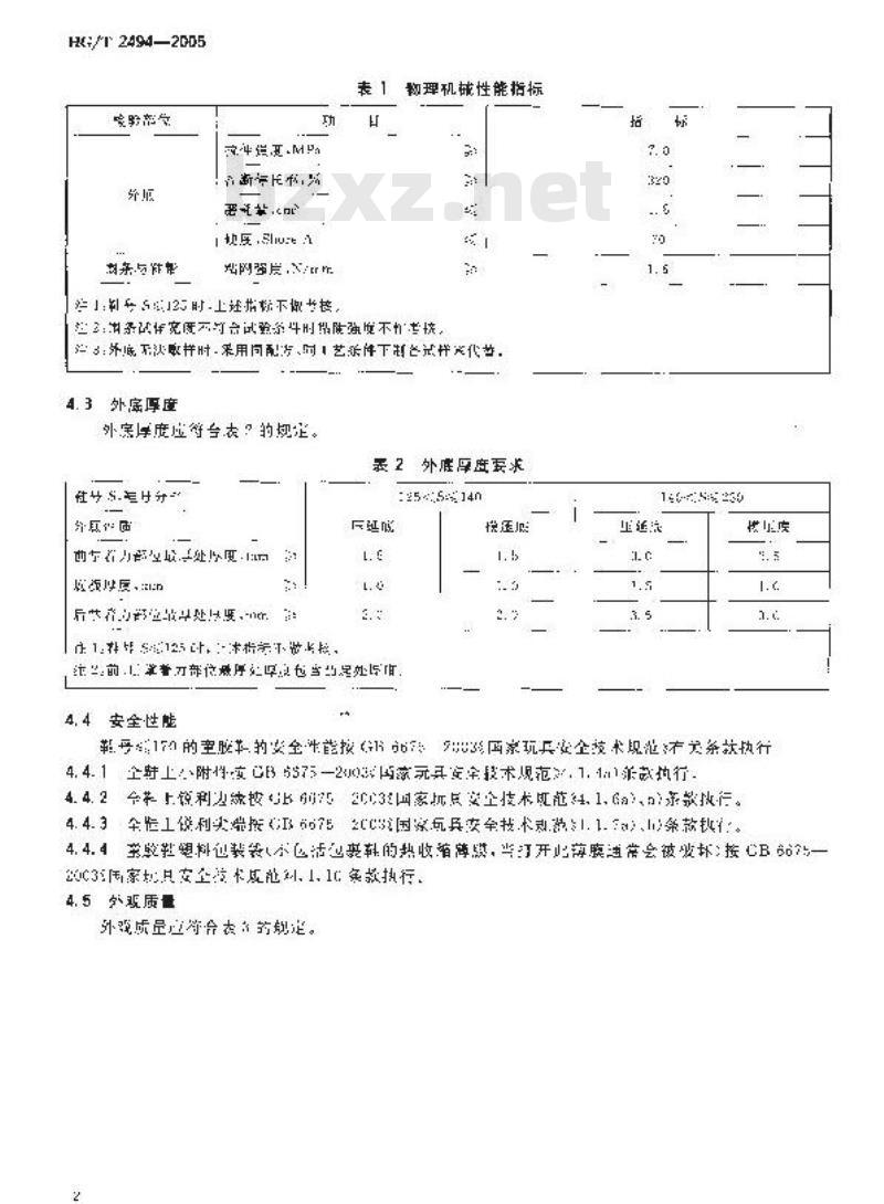 HG/T 2494-2005 布面童胶鞋