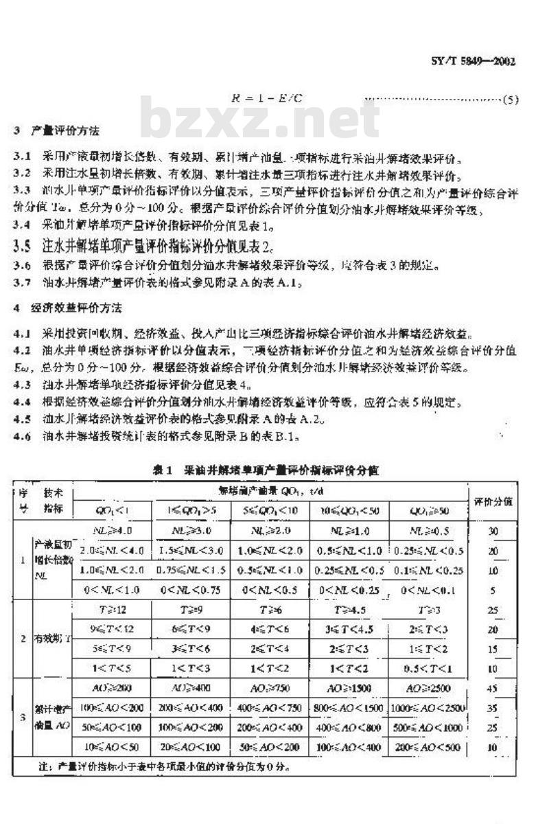 SY/T 5849-2002 油水井化学剂解堵经济效果评价方法