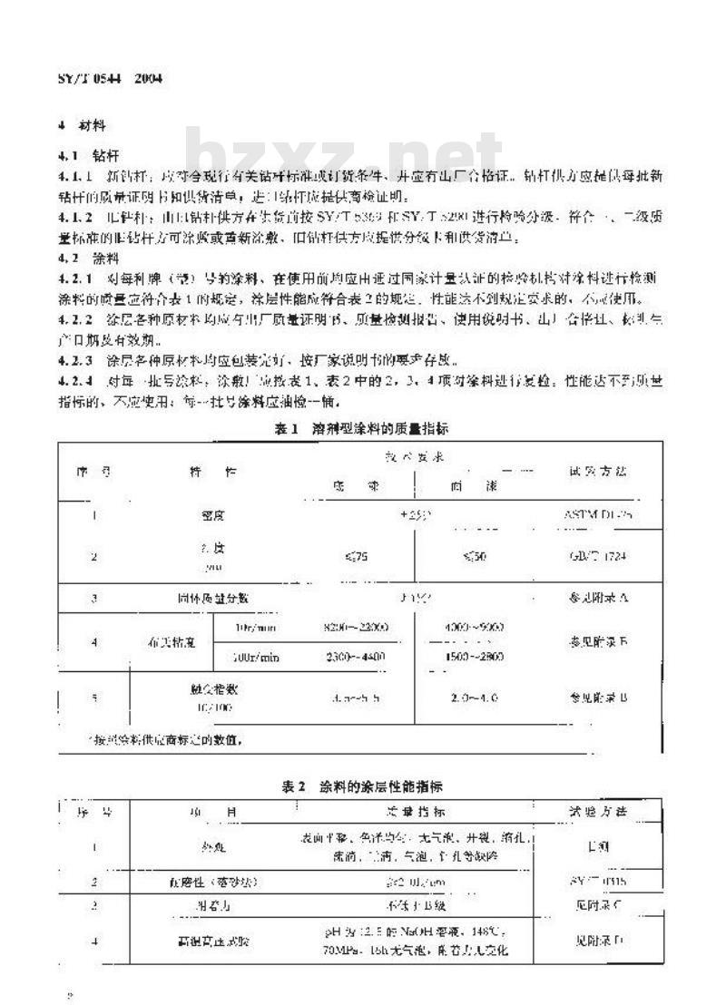 SY/T 0544-2004 石油钻杆内涂层技术条件