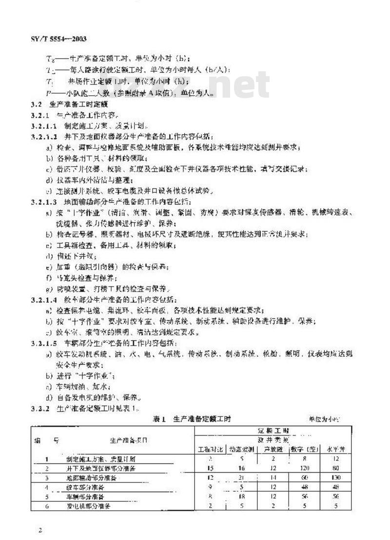 SY/T 5554-2003 测井工程劳动定额