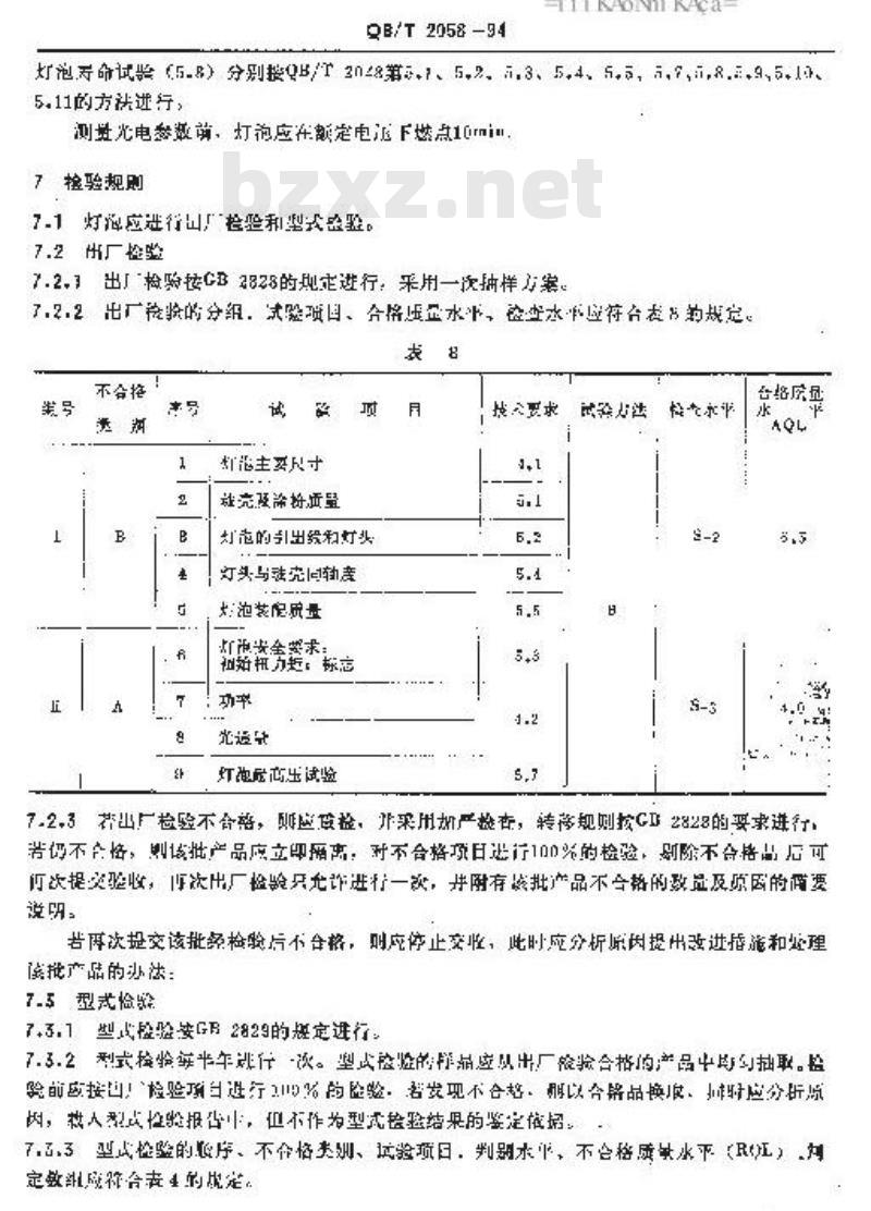 QB/T 2058-1994 照明灯泡