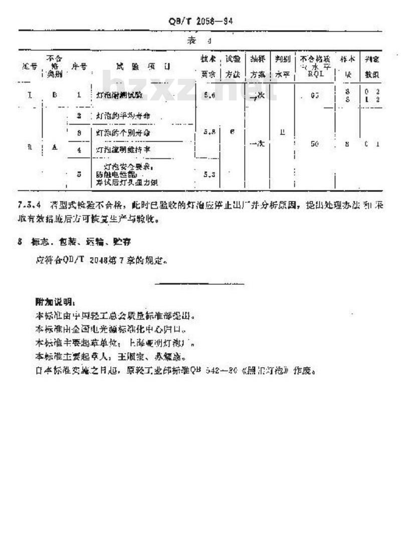 QB/T 2058-1994 照明灯泡