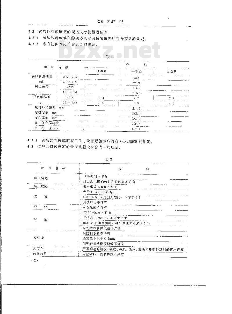 QB 2142-1995 碳酸饮料玻璃瓶