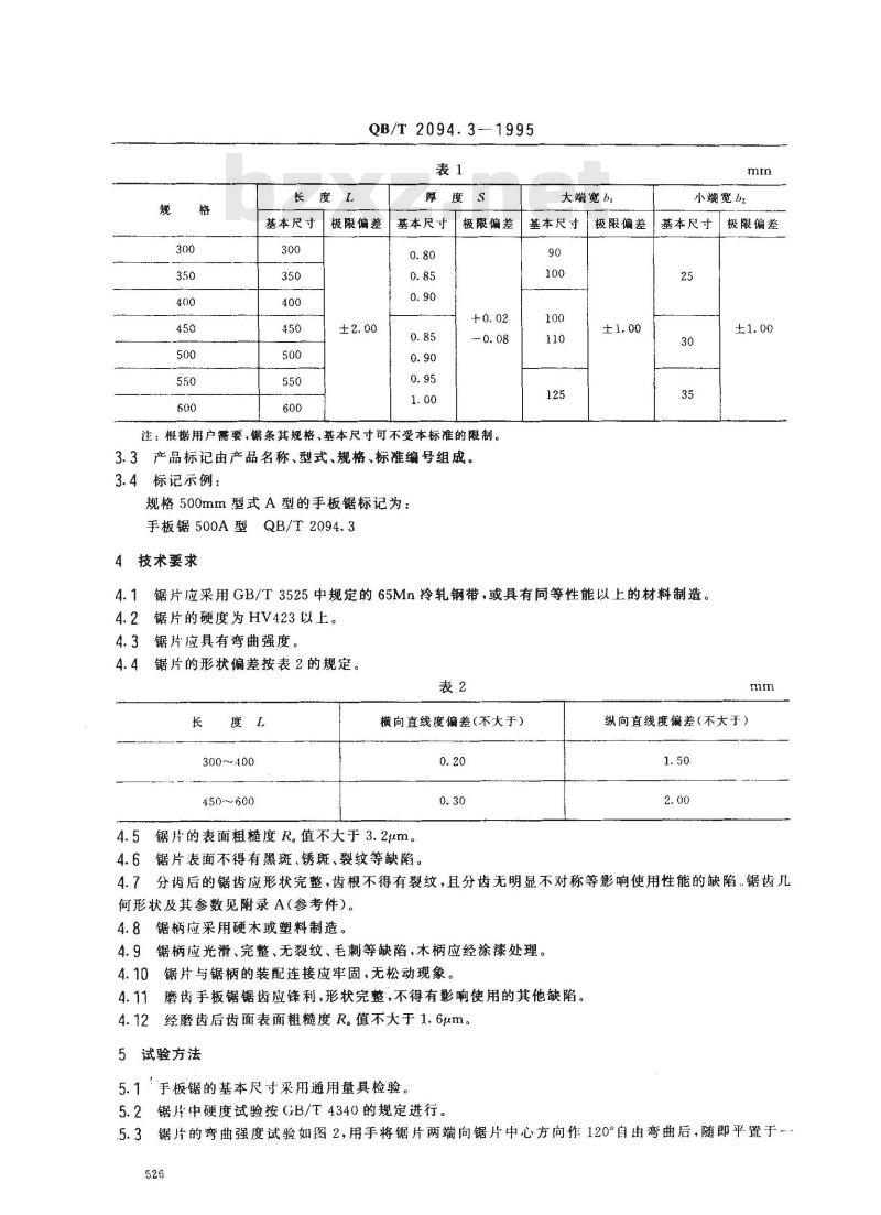 QB/T 2094.3-1995 手板锯