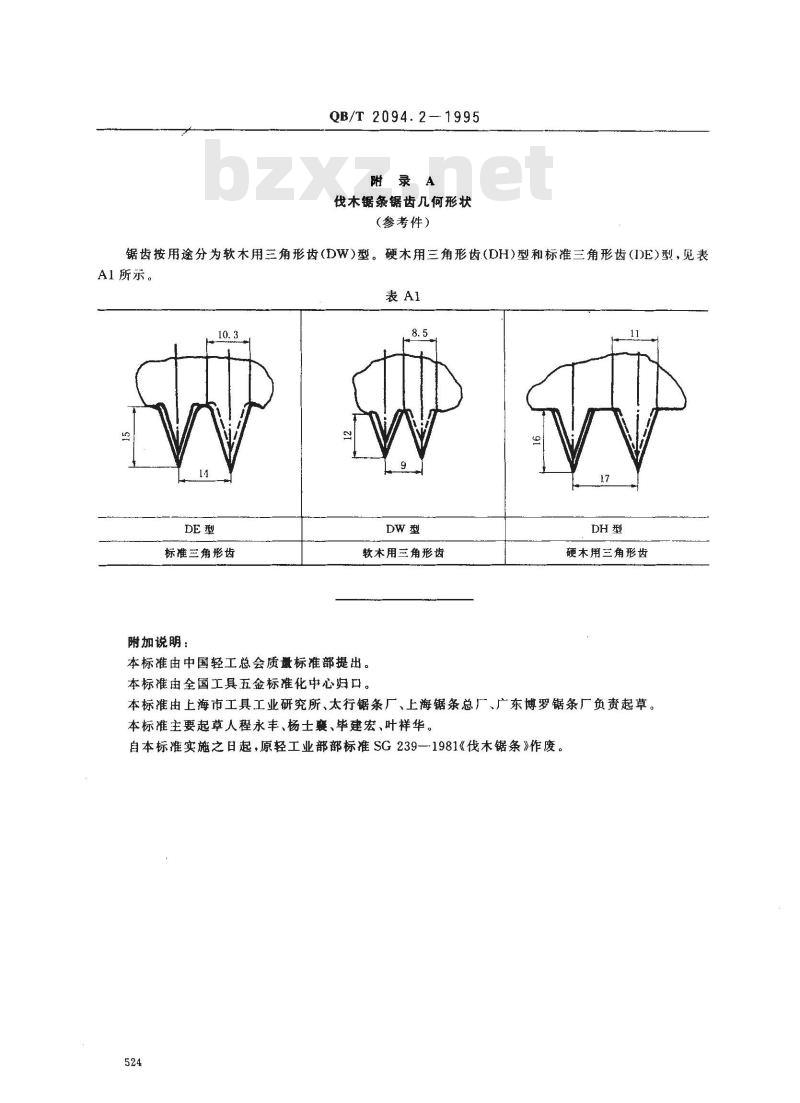 QB/T 2094.2-1995 伐木锯条