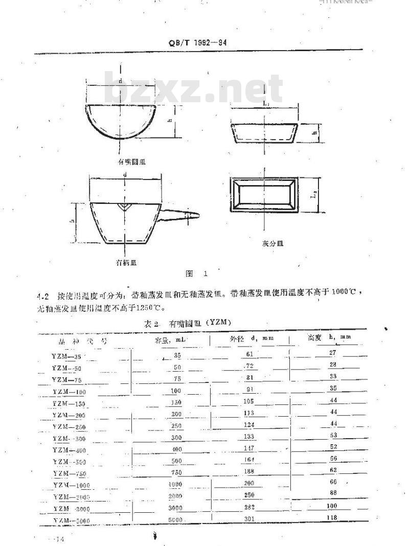 QB 1992-1994 化学瓷蒸发皿