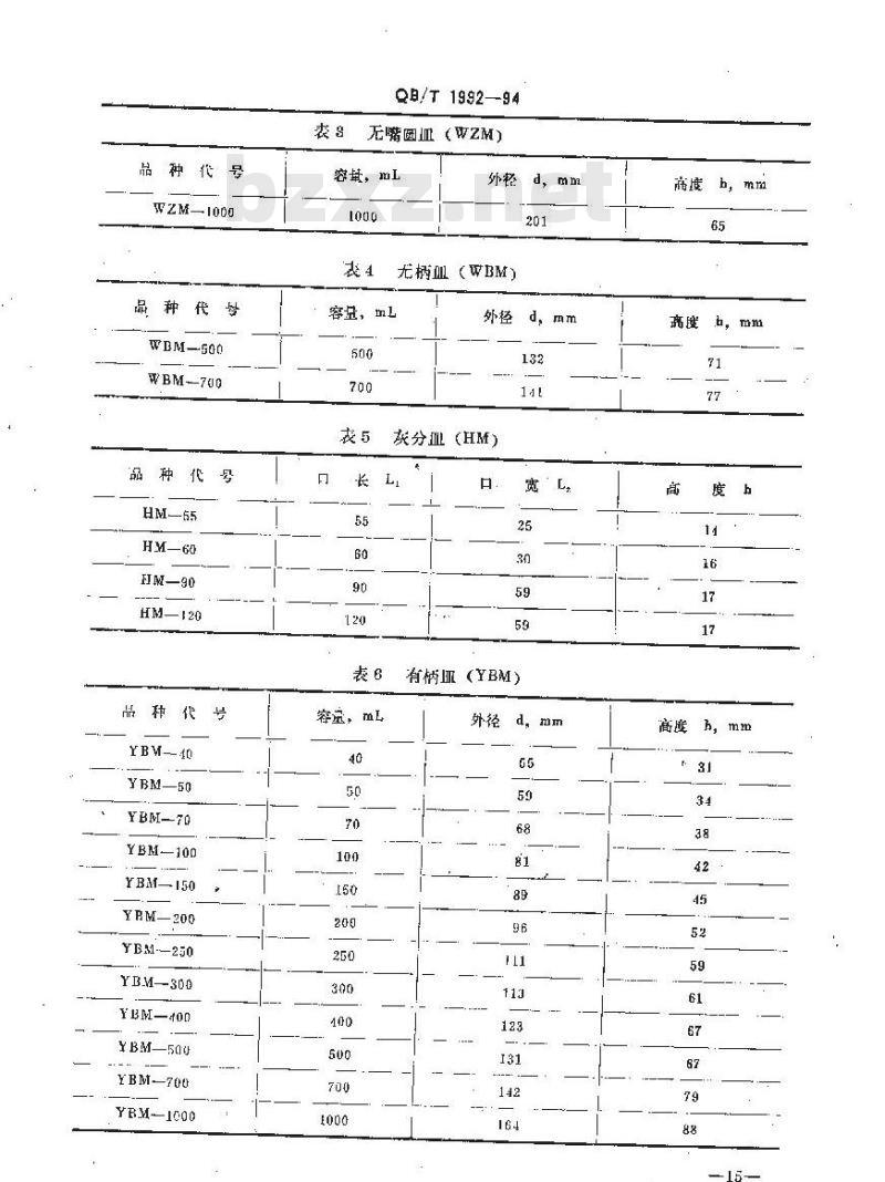 QB 1992-1994 化学瓷蒸发皿