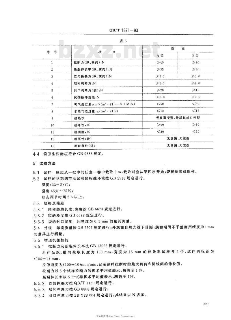 QB/T 1871-1993 双向拉伸尼龙(BONY)/低密度聚乙烯(LDPE)复合膜、袋