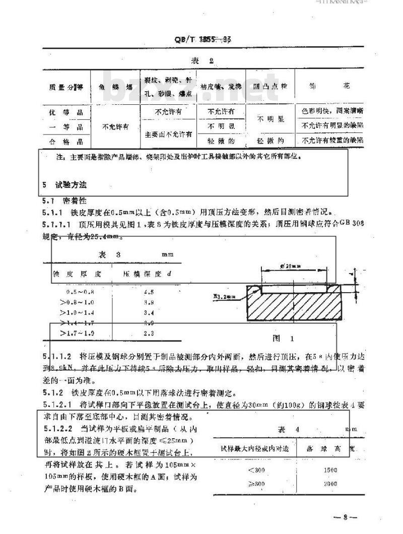QB/T 1855-1993 非接触食物搪瓷制品