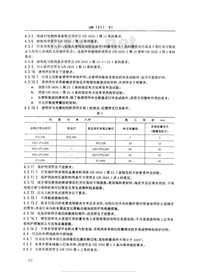 QB 1417-1991 防爆灯具安全要求 QB 1417-1991 防爆灯具安全要求
