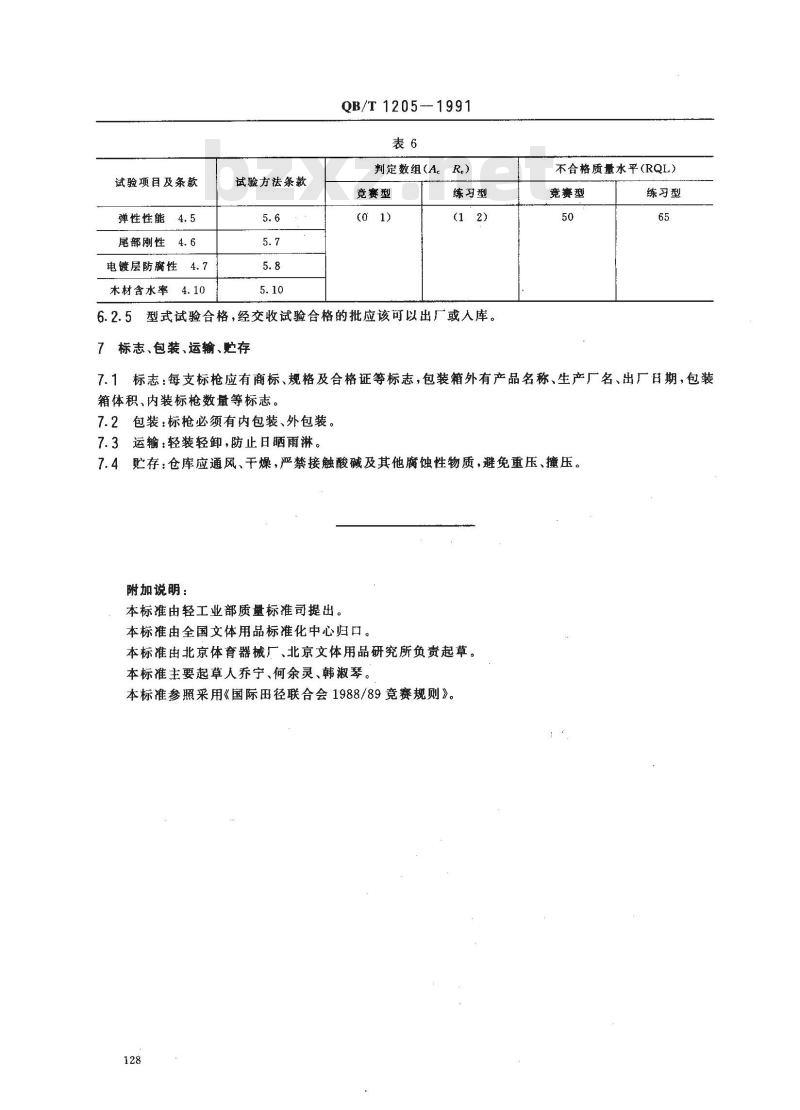 QB/T 1205-1991 标枪