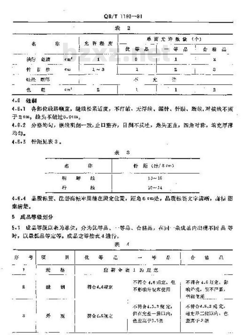 QB/T 1193-1991 羽绒被