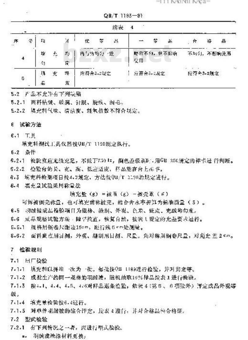 QB/T 1193-1991 羽绒被