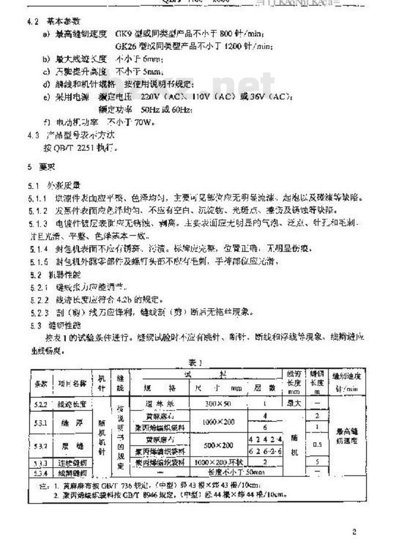 QB/T 1180-2000 工业缝纫机GK型手提式封包机