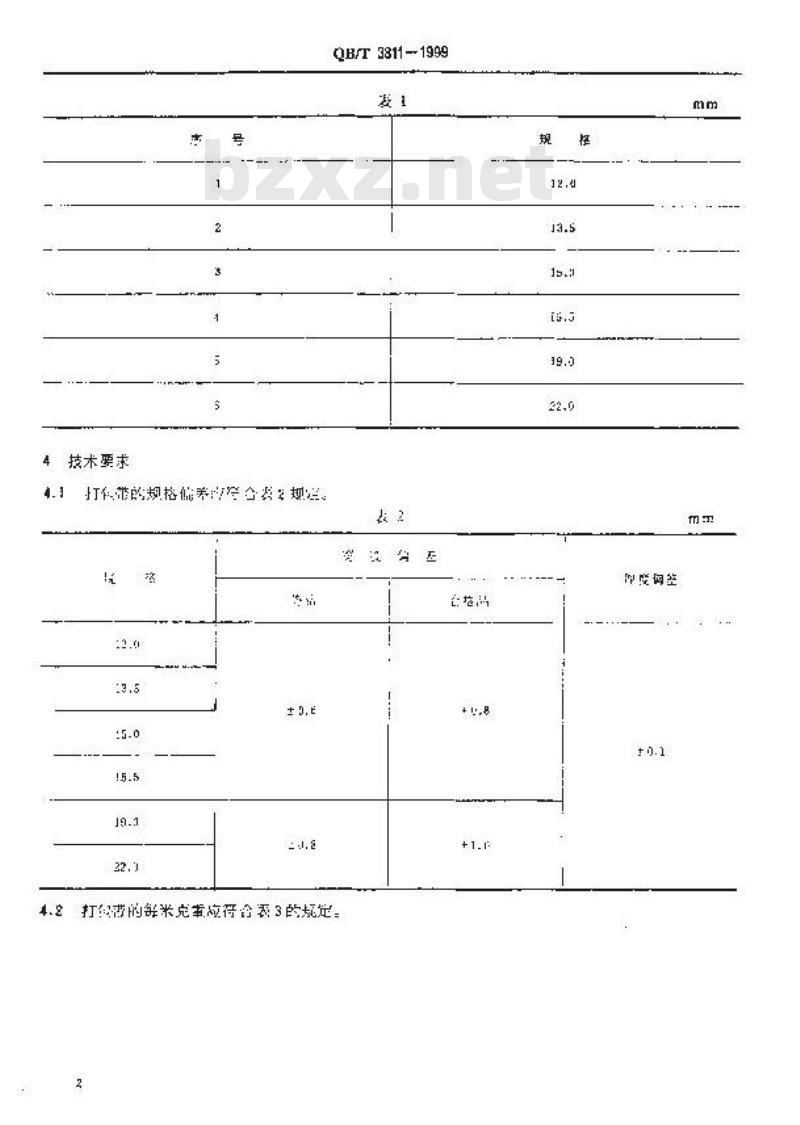 QB/T 3811-1999 塑料打包带