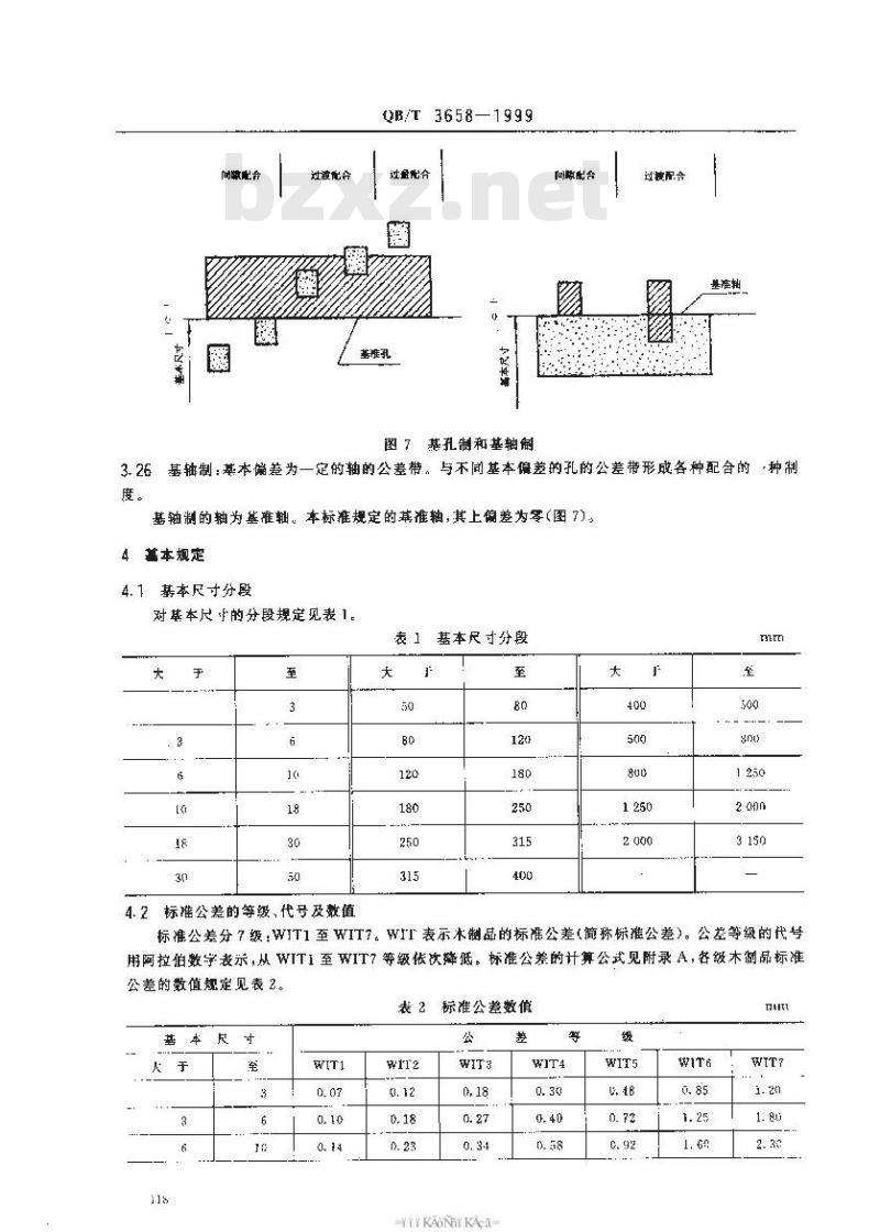 QB/T 3658-1999 木家具 公差与配合