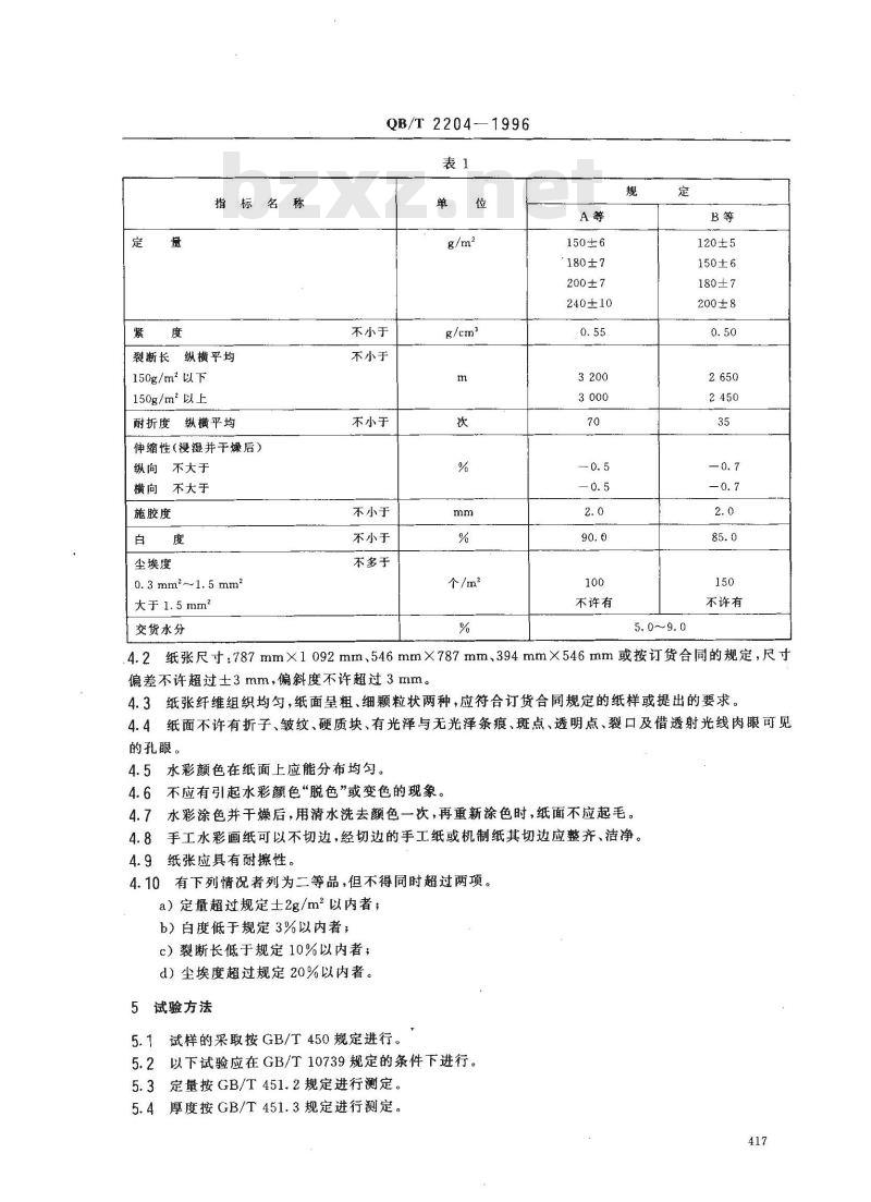 QB/T 2204-1996 水彩画纸