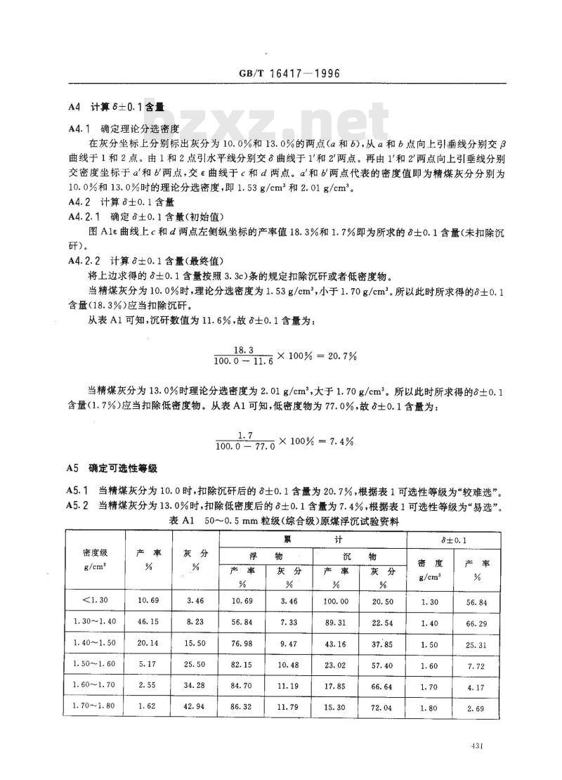 GB/T 16417-1996 煤炭可选性评定方法