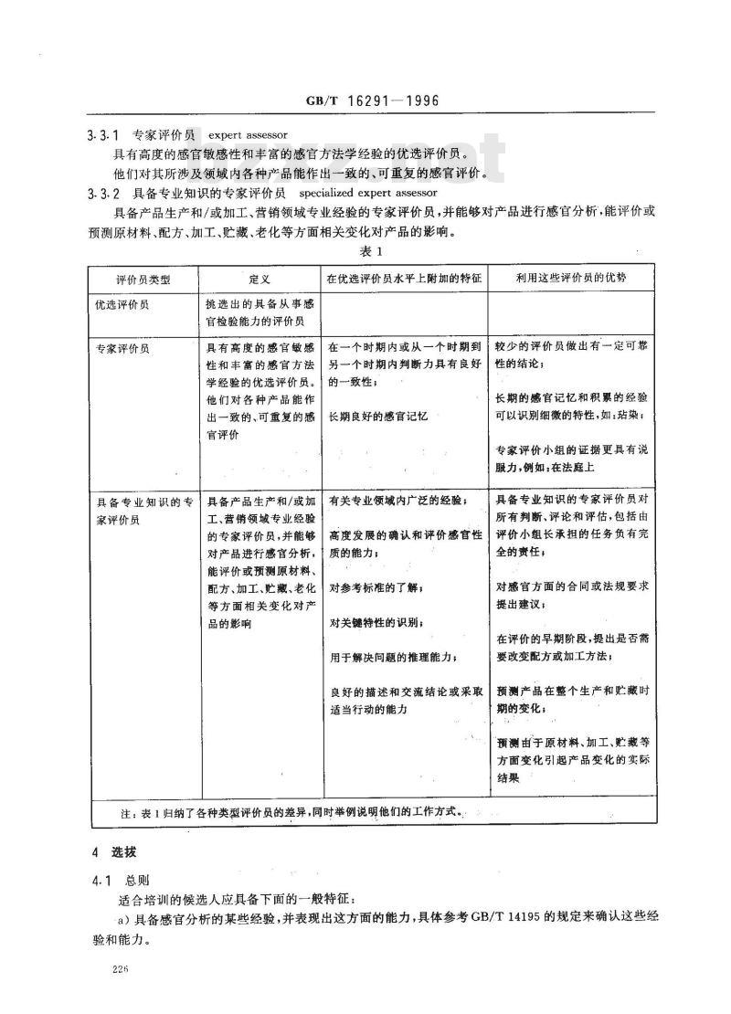 GB/T 16291-1996 感官分析 专家的选拔、培训和管理导则