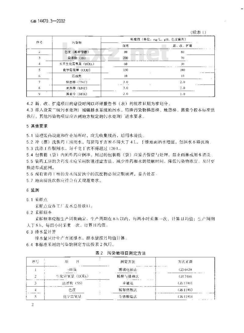 GB 14470.3-2002 兵器工业水污染物排放标准 弹药装药
