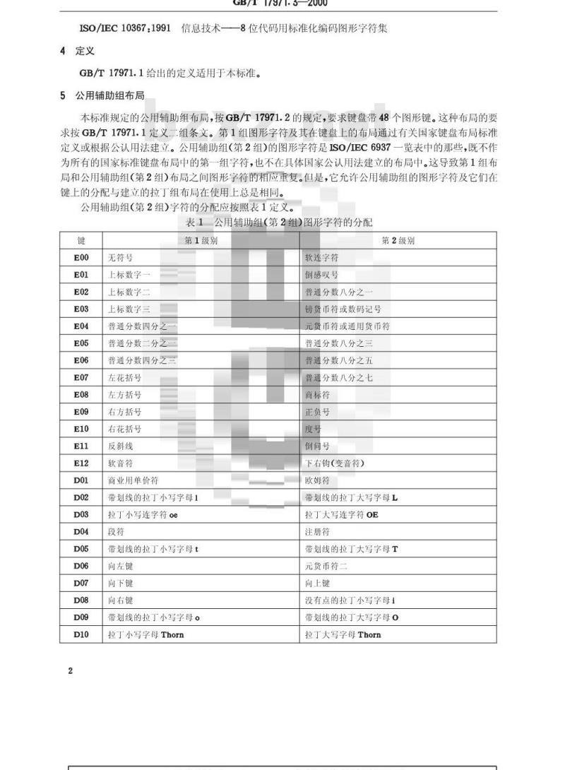 GB/T 17971.3-2000 信息技术 文本和办公系统键盘布局 第3部分：字母数字区的字母数字分区补充布局