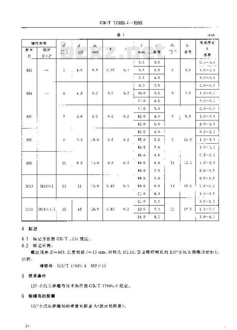 GB/T 17880.4-1999 120℃小沉头铆螺母