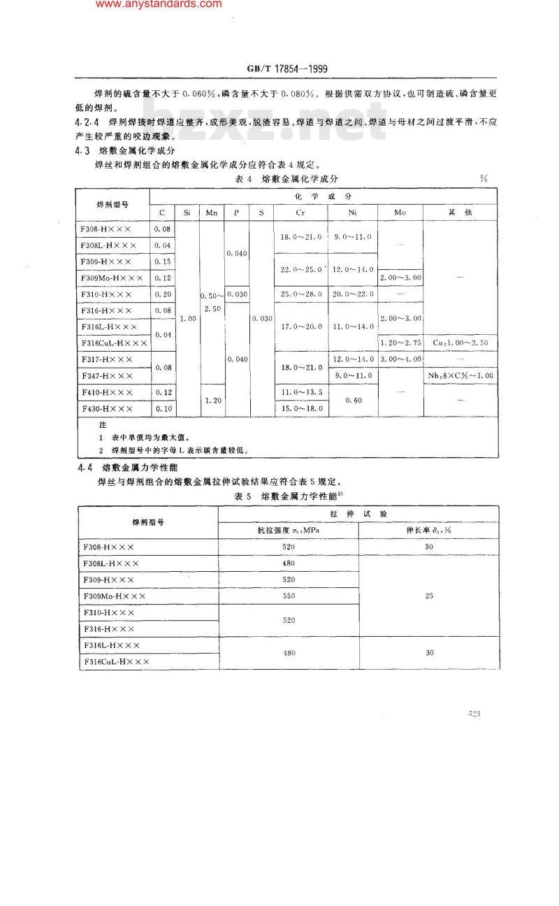 GB/T 17854-1999 埋弧焊用不锈钢焊丝和焊剂