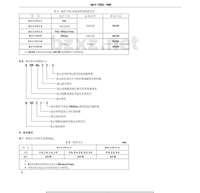 GB/T 17853-1999 不锈钢药芯焊丝