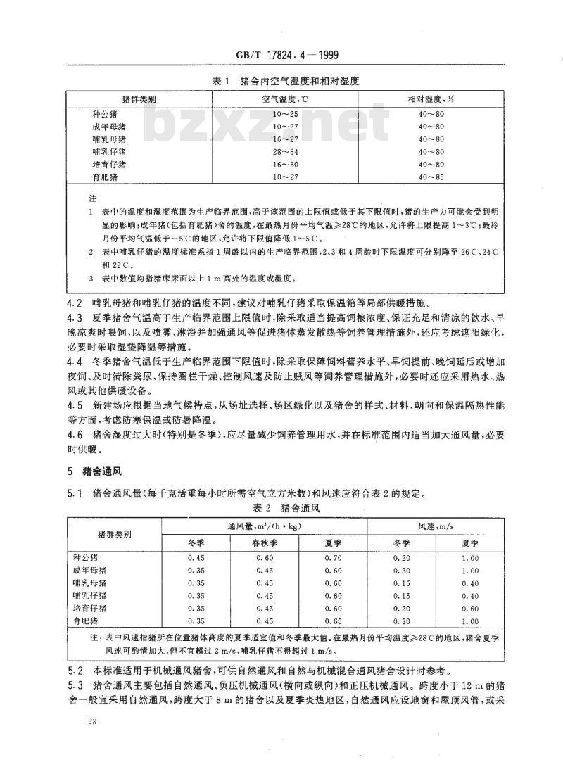 GB/T 17824.4-1999 中、小型集约化养猪场环境参数及环境管理