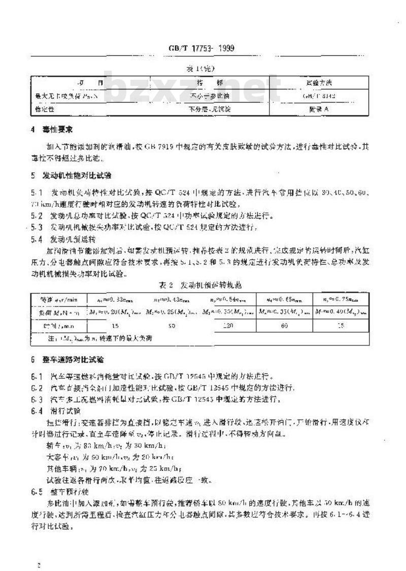 GB/T 17753-1999 汽车发动机润滑油节能添加剂试验评定方法