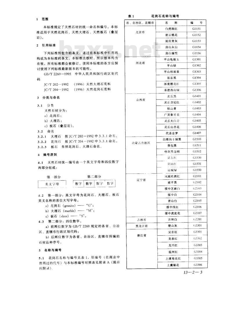 GB/T 17670-1999 天然石材统一编号
