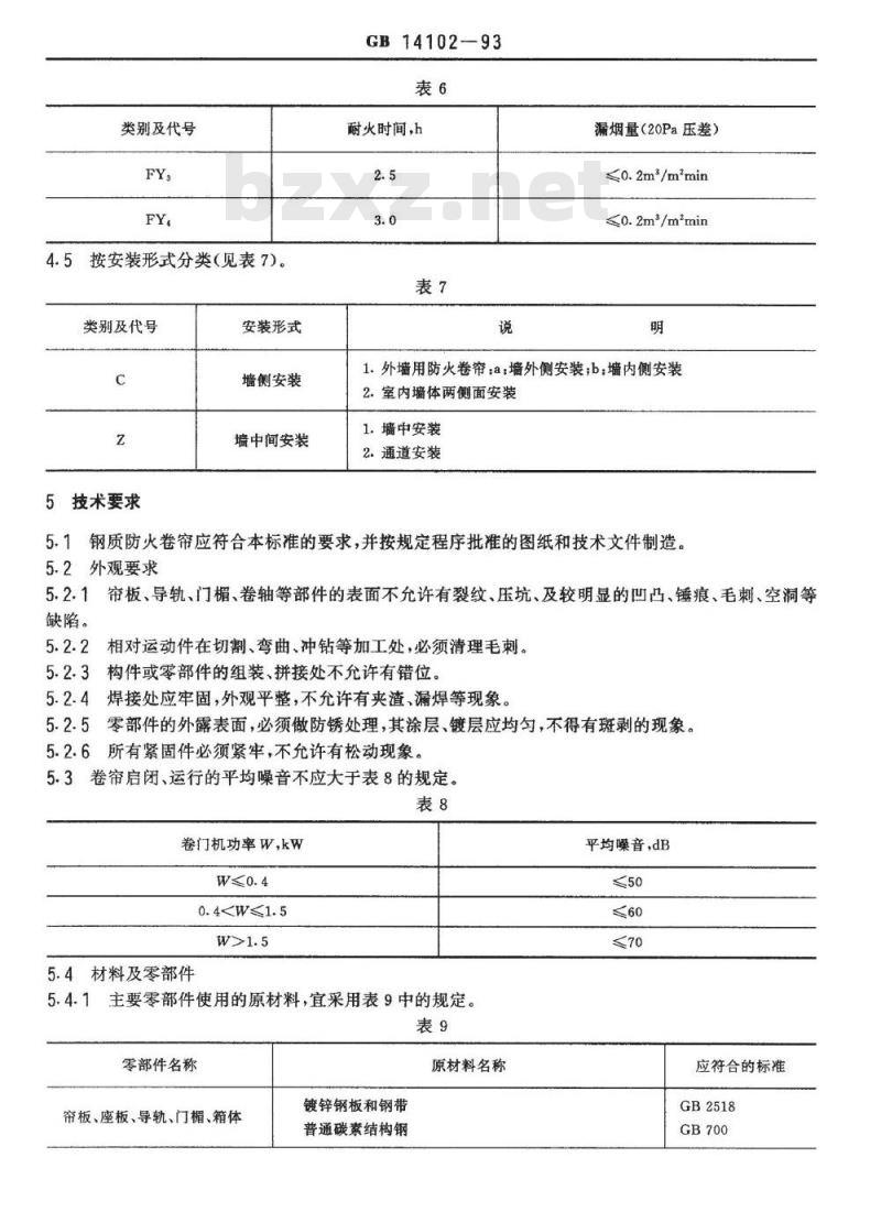GB 14102-1993 钢质防火卷帘通用技术条件