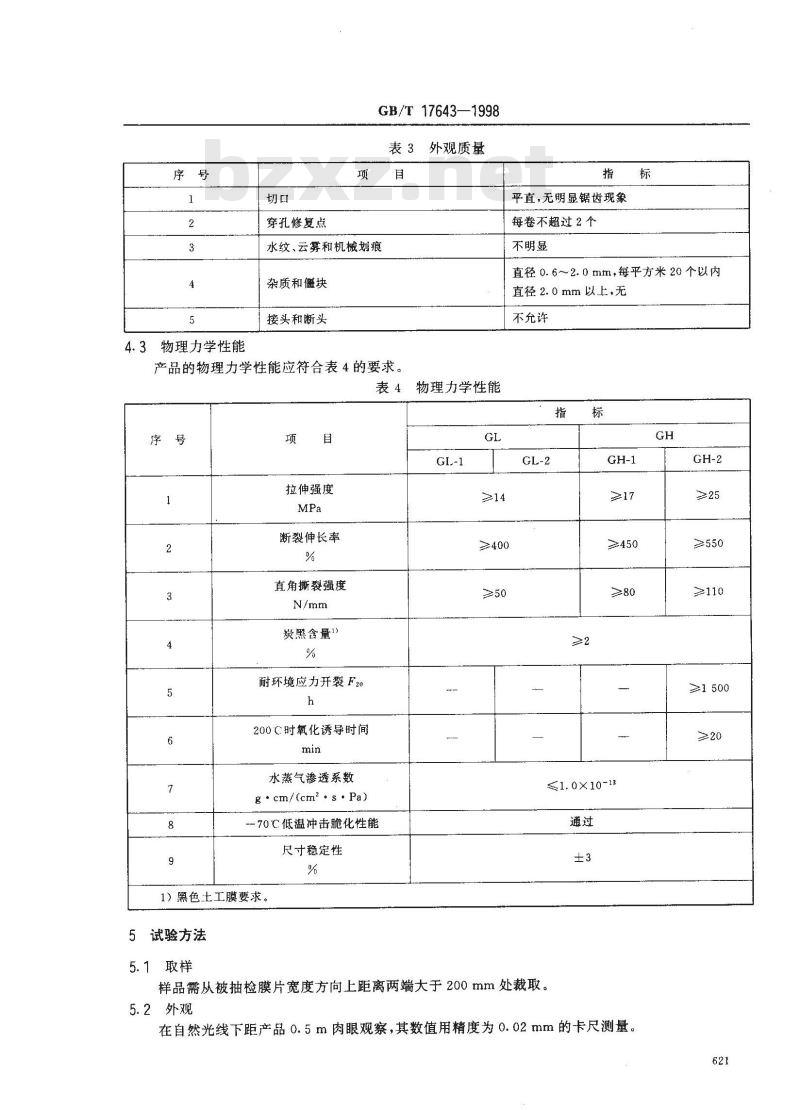 GB/T 17643-1998 土工合成材料 聚乙烯土工膜
