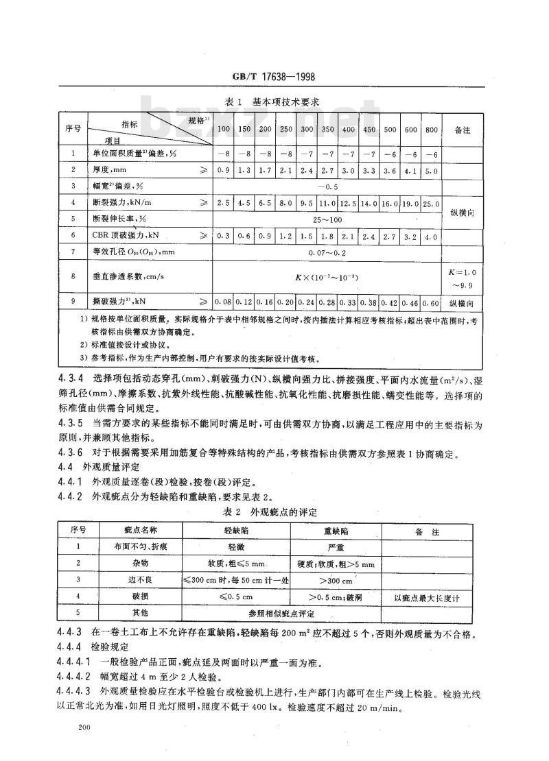 GB/T 17638-1998 土工合成材料短纤针刺非织造土工布