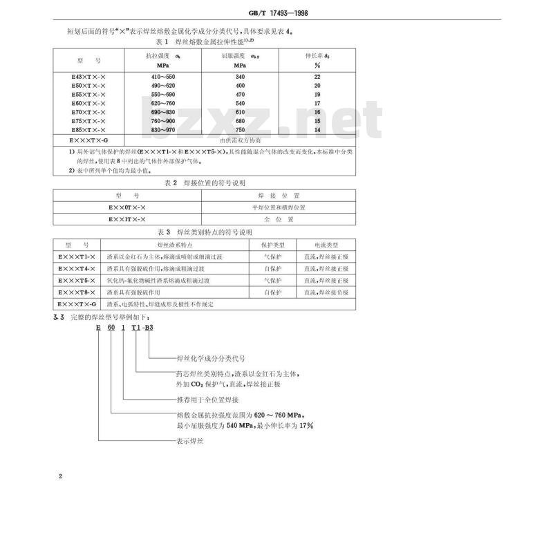 GB/T 17493-1998 低合金钢药芯焊丝