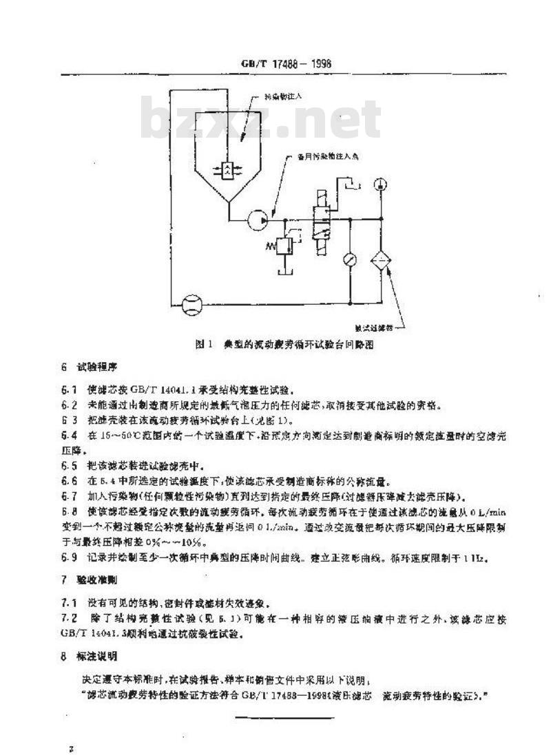 GB/T 17488-1998 液压滤芯 流动疲劳特性的验证