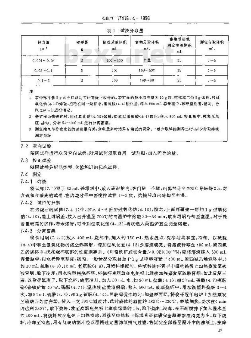 GB/T 17418.4-1998 地球化学样品中贵金属分析方法硫脉富集-催化分光光度法测定铱量