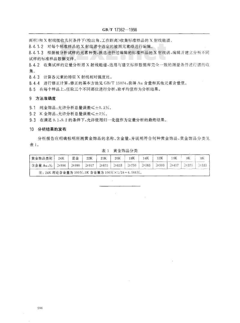 GB/T 17362-1998 黄金饰品的扫描电镜X射线 能谱分析方法