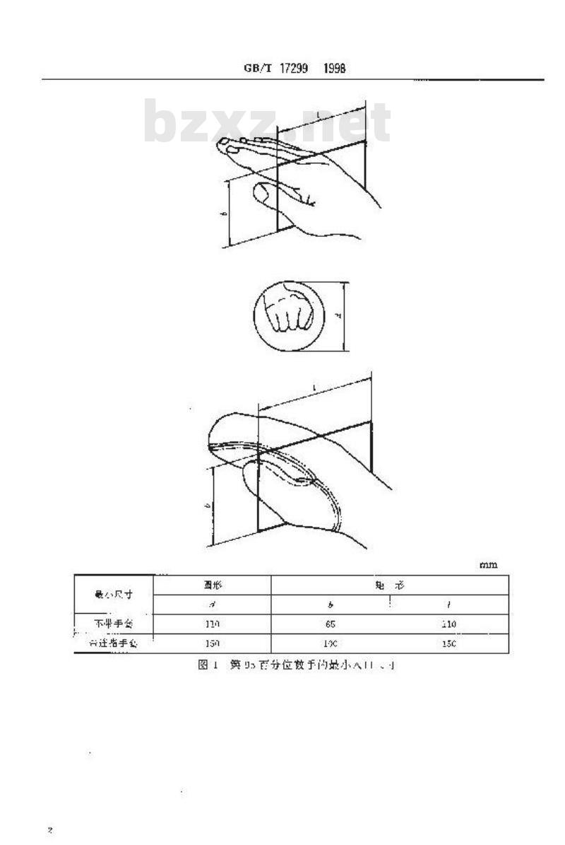 GB/T 17299-1998 土方机械 最小入口尺寸