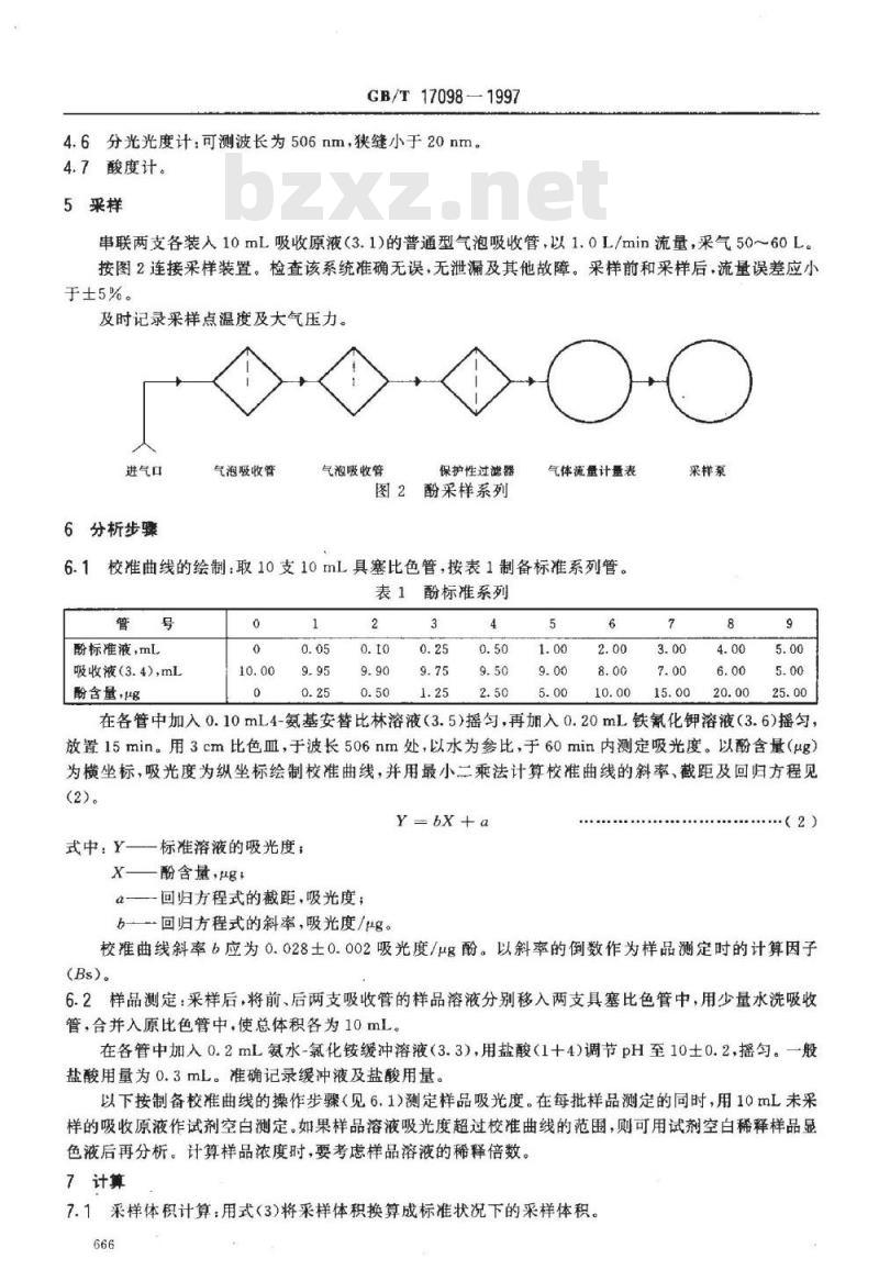 GB/T 17098-1997 居住区大气中酚类化合物 卫生检验标准方法 4-氨基安替比林分光光度法