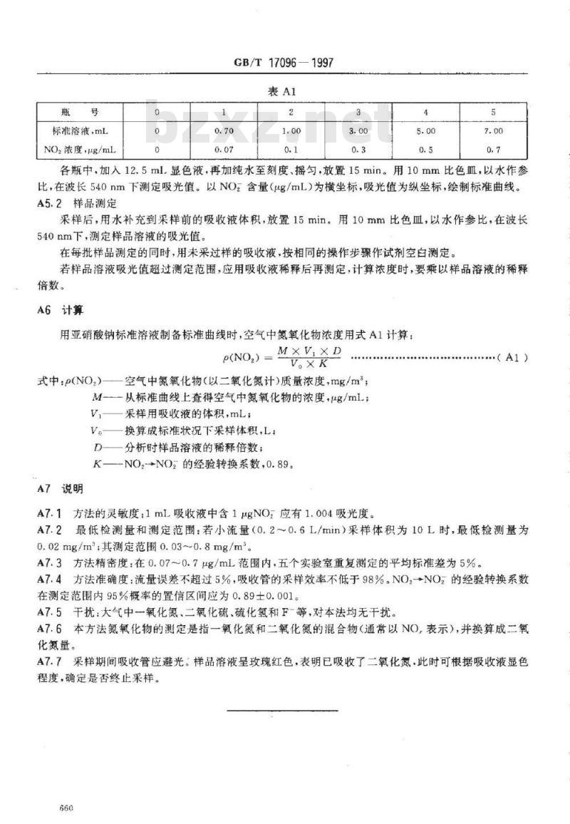 GB/T 17096-1997 室内空气中氮氧化物卫生标准