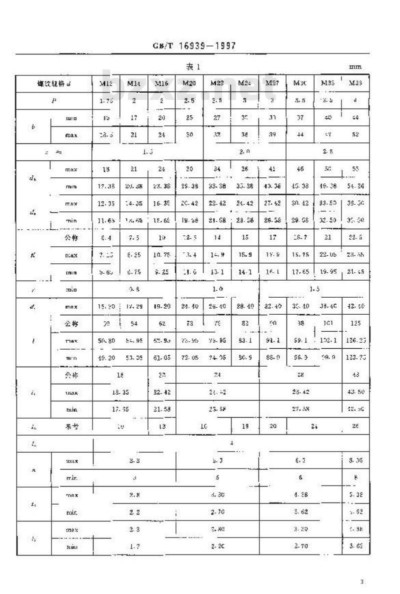 GB/T 16939-1997 钢网架螺栓球节点用高强度螺栓